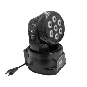 Cabeza Movil Mini Led Wash 7 x 10w RGBW, Automatico, Audio Ritmo, DMX 14ch. Interior
