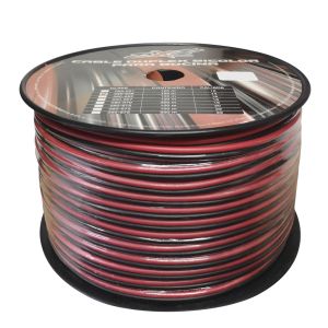080-656 Cable Duplex Bicolor Con Aislante Transparente para Bocina Calibre 14 Rollo 100m AluCo RAD