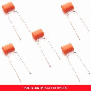 CP.082-100V-N-5 Paquete 5Pz. Capacitor Poliester Color Naranja