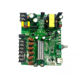 Amplificador Clase-D 2.1, Reproductor Mp3 Usb-SD, BT, FM, Sw:200W L/R:100+100W 24V-7A.